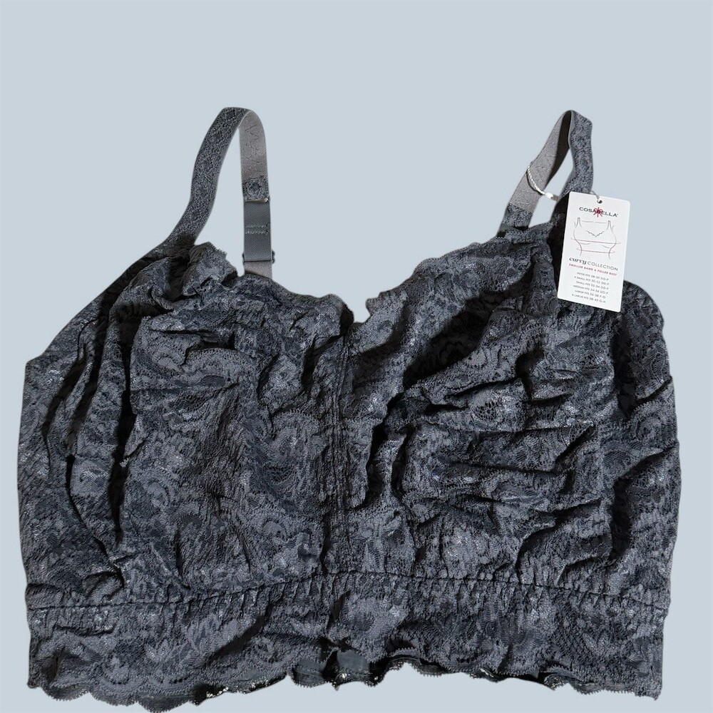XL Cosabella Curvy Sweetie Sift Bra Gray Floral Lace Longline in Anthracite - Picture 10 of 16